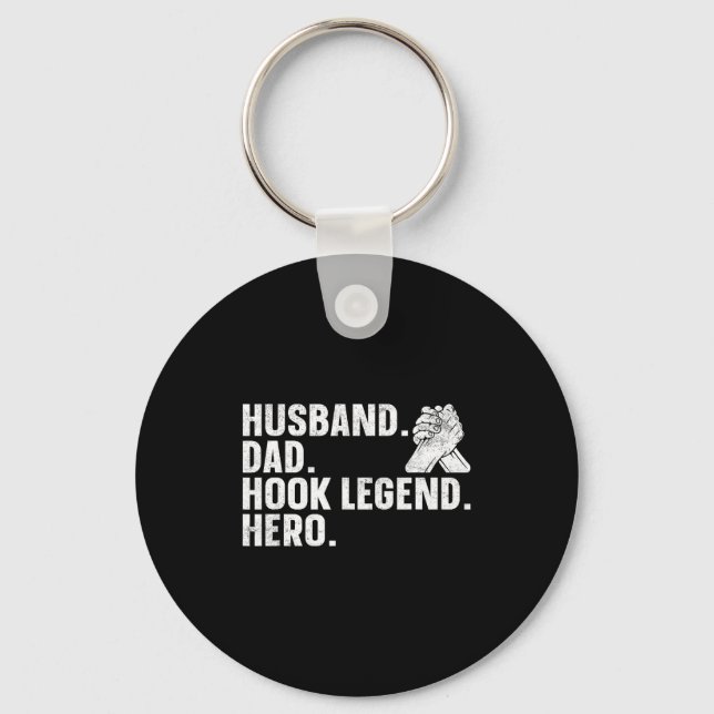 Arm Wrestling Arm Wrestler Husband. Dad. Hook Lege Key Ring (Front)