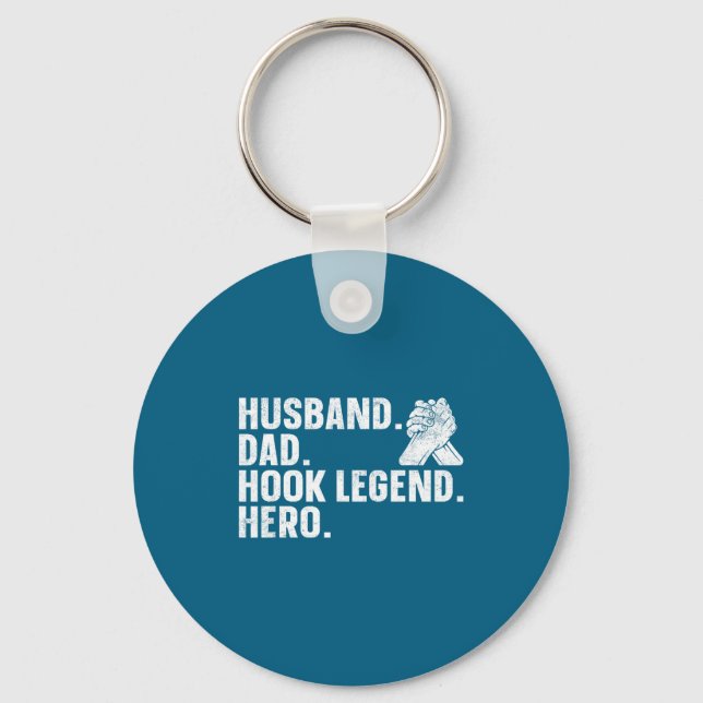 Arm Wrestling Arm Wrestler Husband. Dad. Hook Lege Key Ring (Front)