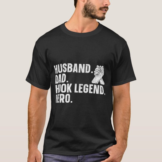 Arm Wrestling Arm Wrestler Husband. Dad. Hook Lege T-Shirt (Front)