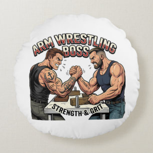 Arm Wrestling Boss Patriotic Bald Eagle Throw Pill Round Cushion