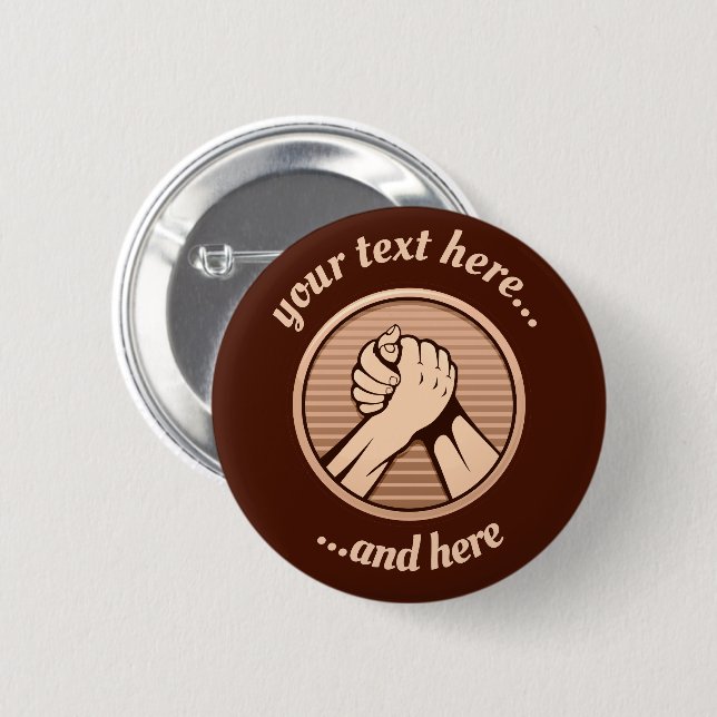 Arm wrestling Bronze 6 Cm Round Badge (Front & Back)