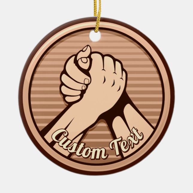 Arm wrestling Bronze Ceramic Tree Decoration (Front)