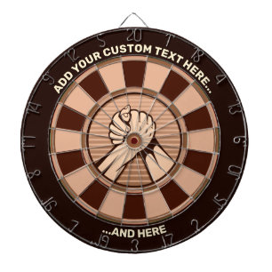 Arm Wrestling Bronze Dartboard with Custom Text