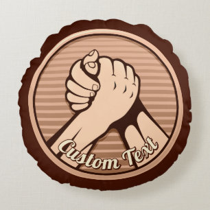 Arm wrestling Bronze Round Cushion