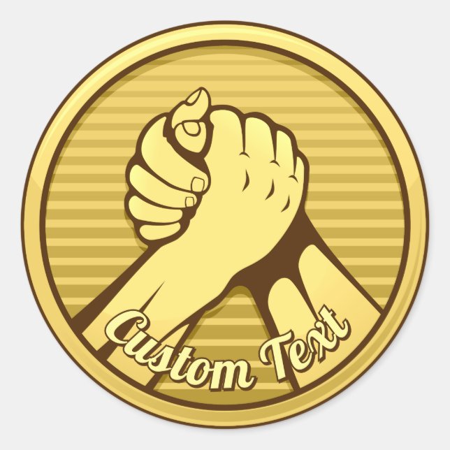 Arm wrestling Gold Classic Round Sticker (Front)