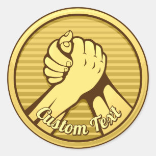 Arm wrestling Gold Classic Round Sticker