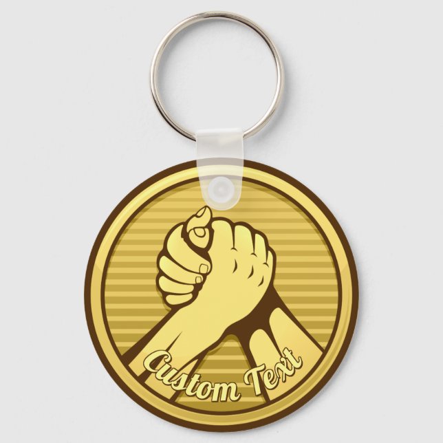 Arm Wrestling Gold Keychain (Front)
