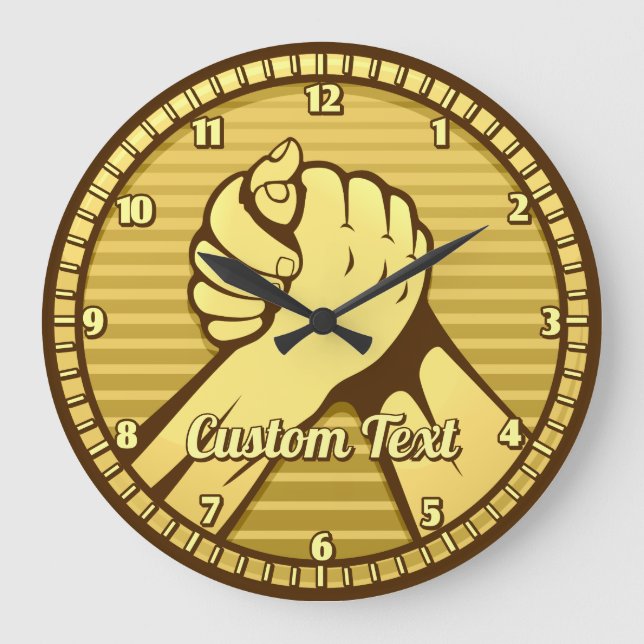 Arm wrestling Gold Large Clock (Front)