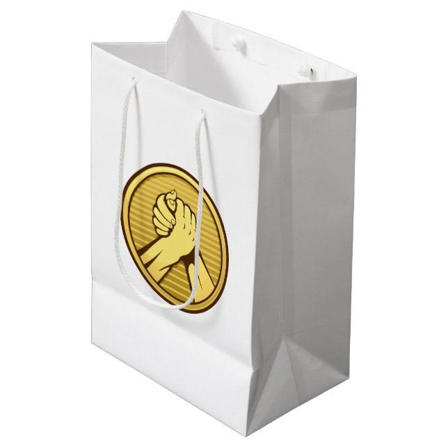 Arm wrestling Gold Medium Gift Bag (Front Angled)