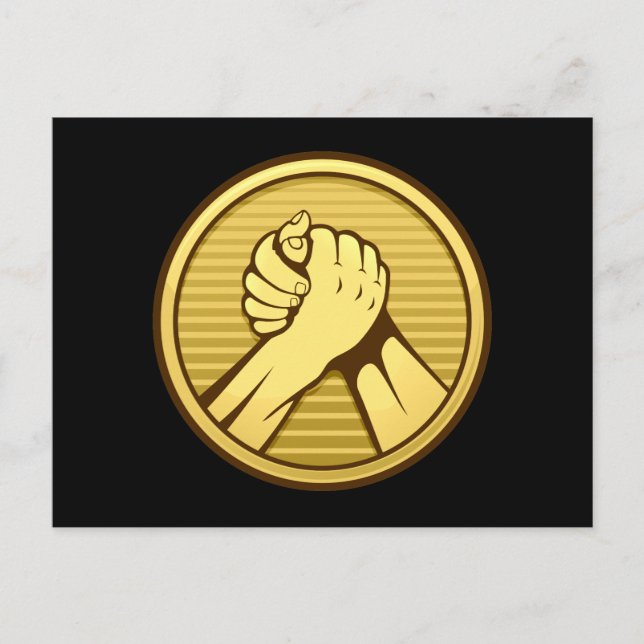 Arm wrestling Gold Postcard (Front)