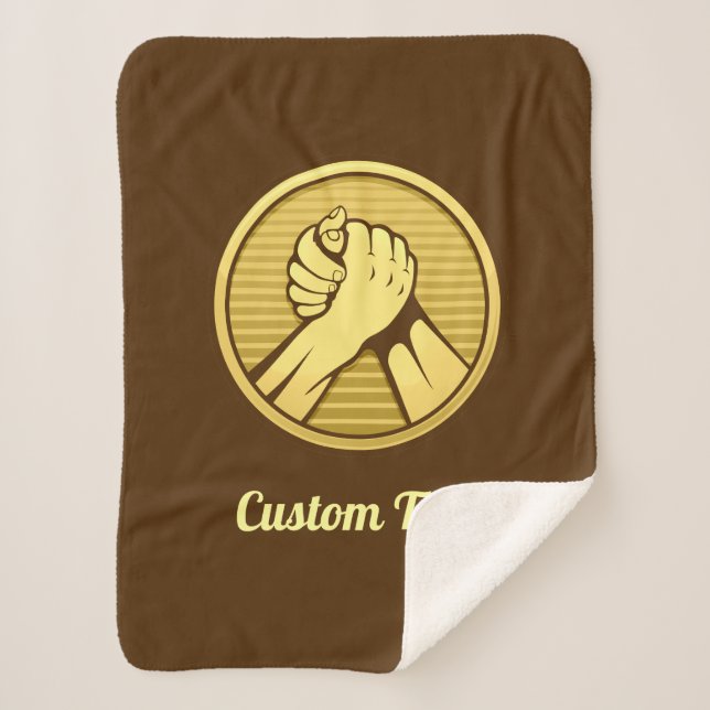 Arm wrestling Gold Sherpa Blanket (Front)