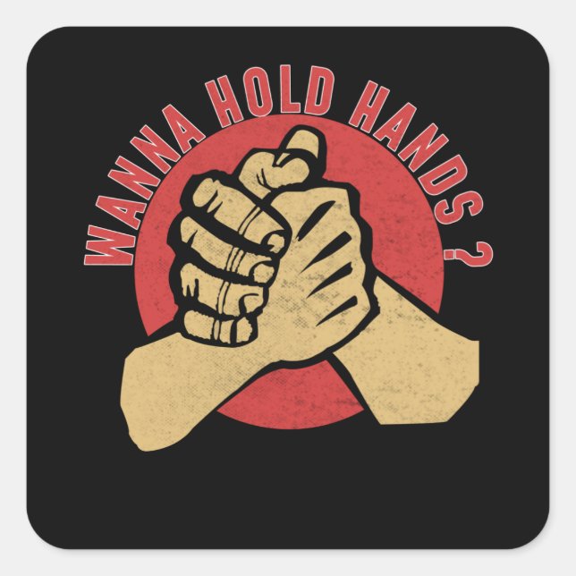 Arm Wrestling Holding Hands Square Sticker (Front)