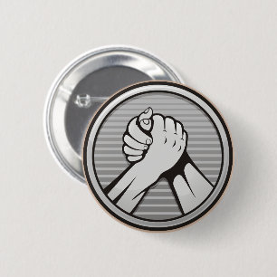 Arm wrestling Silver 6 Cm Round Badge