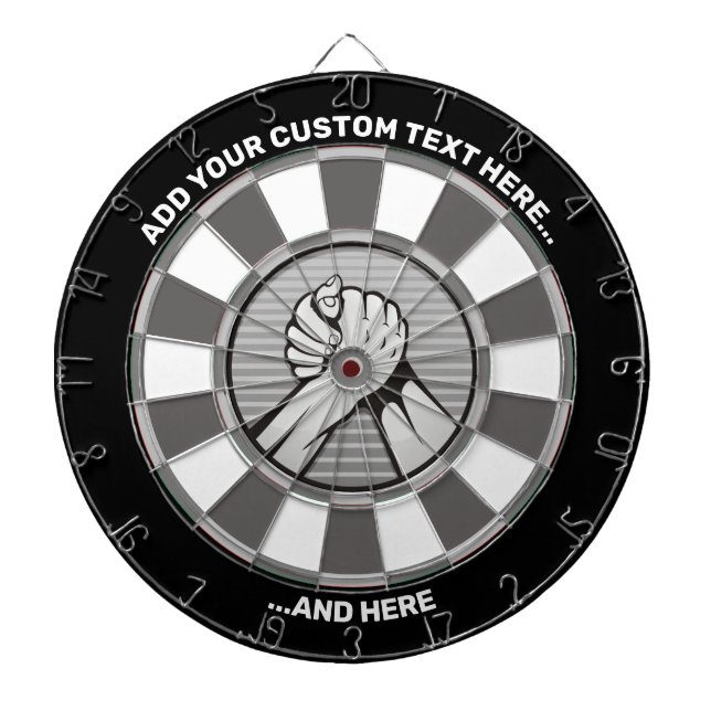 Arm Wrestling Silver Dartboard with Custom Text (Front)