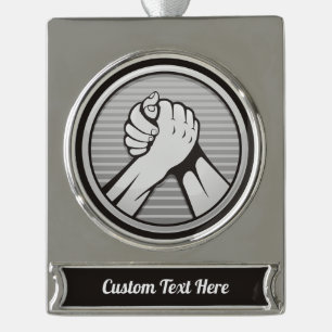 Arm wrestling Silver Plated Banner Ornament