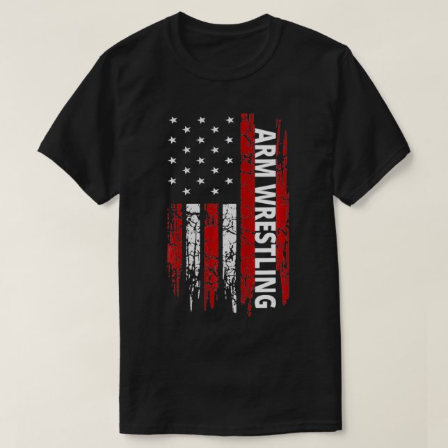 Arm Wrestling USA Flag Armwrestling  T-Shirt (Design Front)