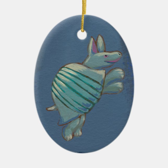 Armadillo art fun inspirational confident cute ceramic tree decoration (Front)
