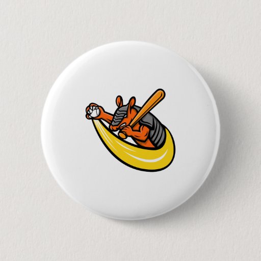 Image of Armadillo Baseball Mascot 6 Cm Round Badge