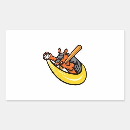 Image of Armadillo Baseball Mascot Rectangular Sticker