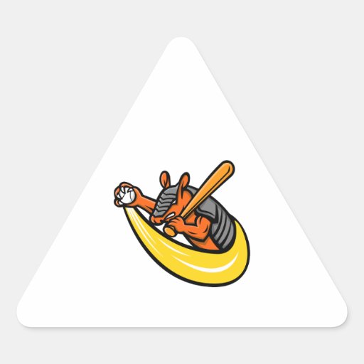 Image of Armadillo Baseball Mascot Triangle Sticker