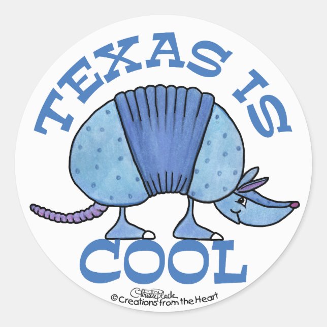 Armadillo Blue-Texas is Cool Classic Round Sticker (Front)