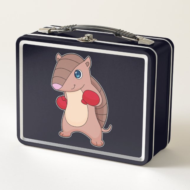 Armadillo Boxing Boxer Boxing gloves Metal Lunch Box (Front)
