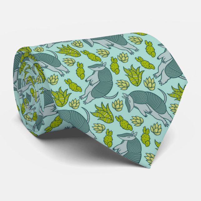 Armadillo Cactus Pattern Tie (Rolled)