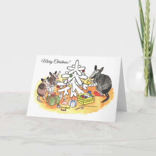 Armadillo Christmas Holiday Card (Front)