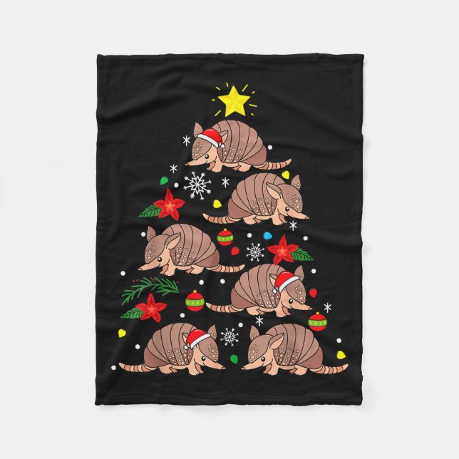 Armadillo Christmas Ornament Tree Funny Zookeeper  Fleece Blanket (Front)