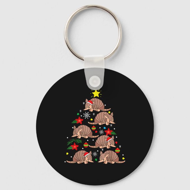 Armadillo Christmas Ornament Tree Funny Zookeeper  Key Ring (Front)