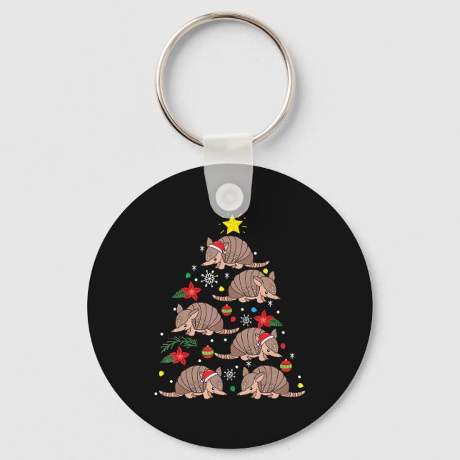 Armadillo Christmas Ornament Tree Funny Zookeeper Key Ring (Front)