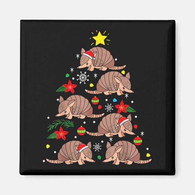 Armadillo Christmas Ornament Tree Funny Zookeeper  Magnet (Front)