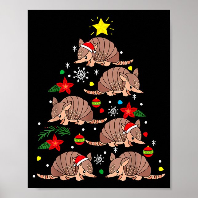 Armadillo Christmas Ornament Tree Funny Zookeeper  Poster (Front)