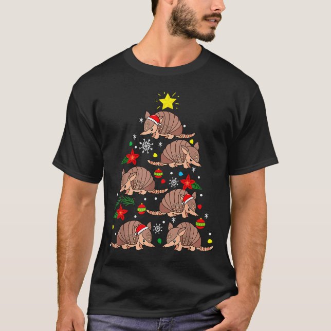 Armadillo Christmas Ornament Tree Funny Zookeeper  T-Shirt (Front)