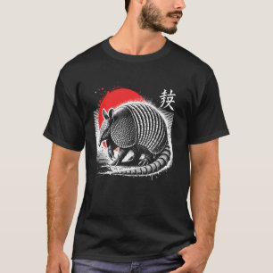 Armadillo. Cool Sumi e Animal Sunset. T-Shirt