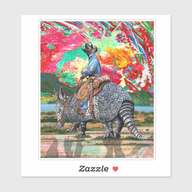 Armadillo Cowboy Custom-Cut Vinyl Sticker (Sheet)