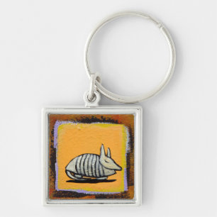 Armadillo cute fun modern art colourful painting key ring