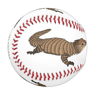 Armadillo girdled lizard cartoon illustration  baseball