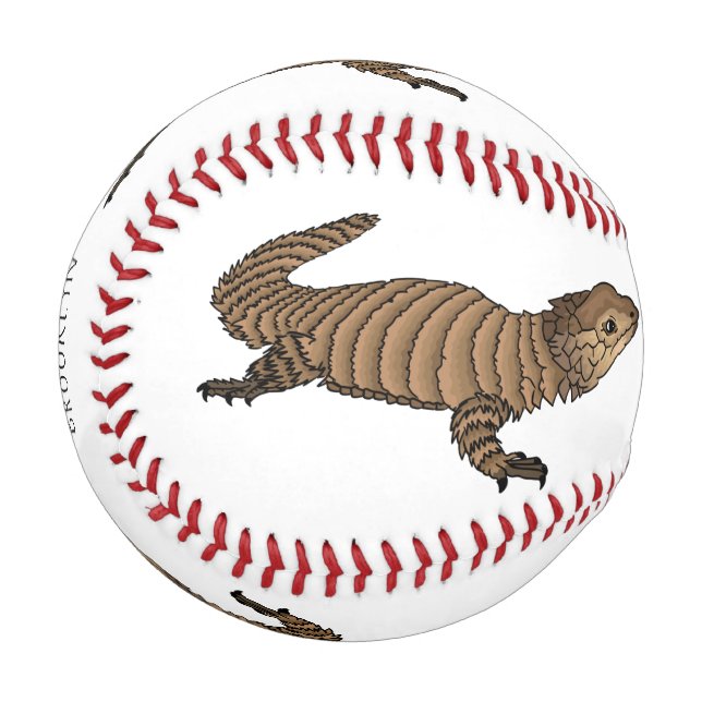 Armadillo girdled lizard cartoon illustration  baseball (Front Left)