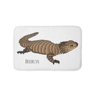 Armadillo girdled lizard cartoon illustration  bath mat