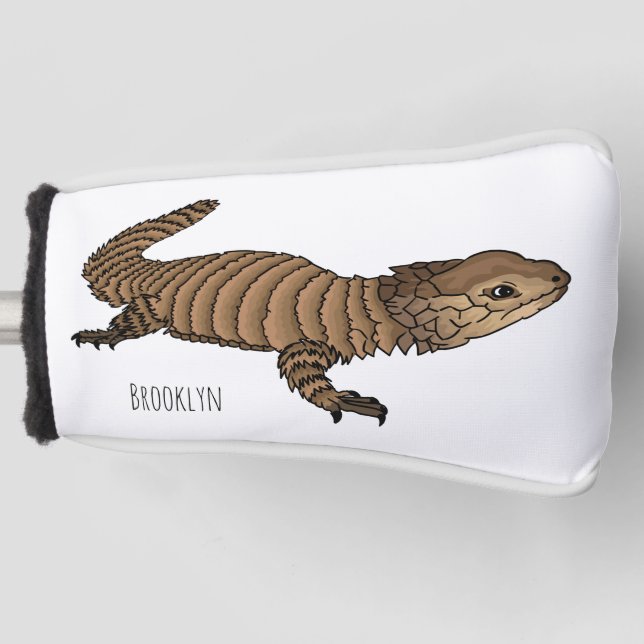 Armadillo girdled lizard cartoon illustration golf head cover (Front)