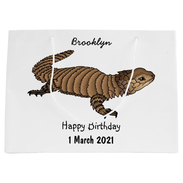 Armadillo girdled lizard cartoon illustration large gift bag (Front)