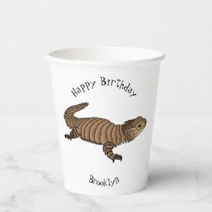 Armadillo girdled lizard cartoon illustration paper cups