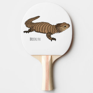 Armadillo girdled lizard cartoon illustration ping pong paddle
