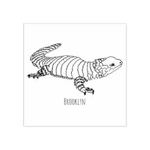 Armadillo girdled lizard cartoon illustration rubber stamp