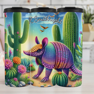 Armadillo in a Cactus Garden Thermal Tumbler