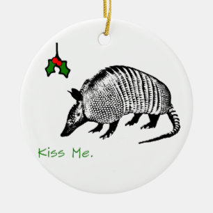 Armadillo Kiss Me Ceramic Tree Decoration