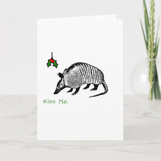 Armadillo Kiss Me Holiday Card (Front)