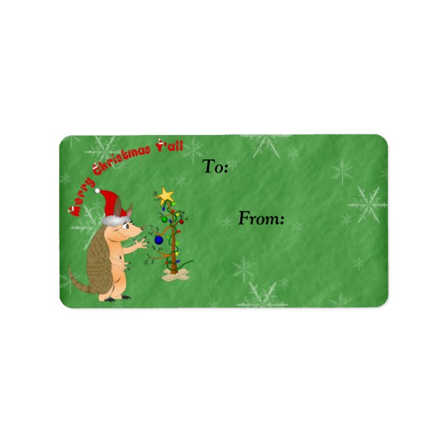 Armadillo Merry Christmas Gift Label (Front)