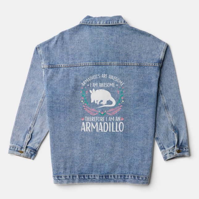 Armadillo Outfit For Armadillo  Apparel Women Girl Denim Jacket (Back)